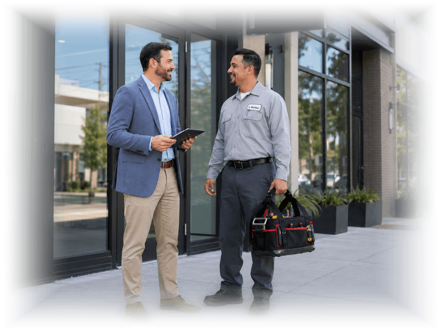 Facility manager coordinating vendor work